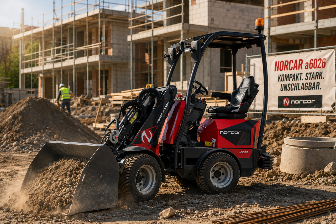Norcar a6026 Hoflader mit Teleskoparm auf Baustelle in Düsseldorf